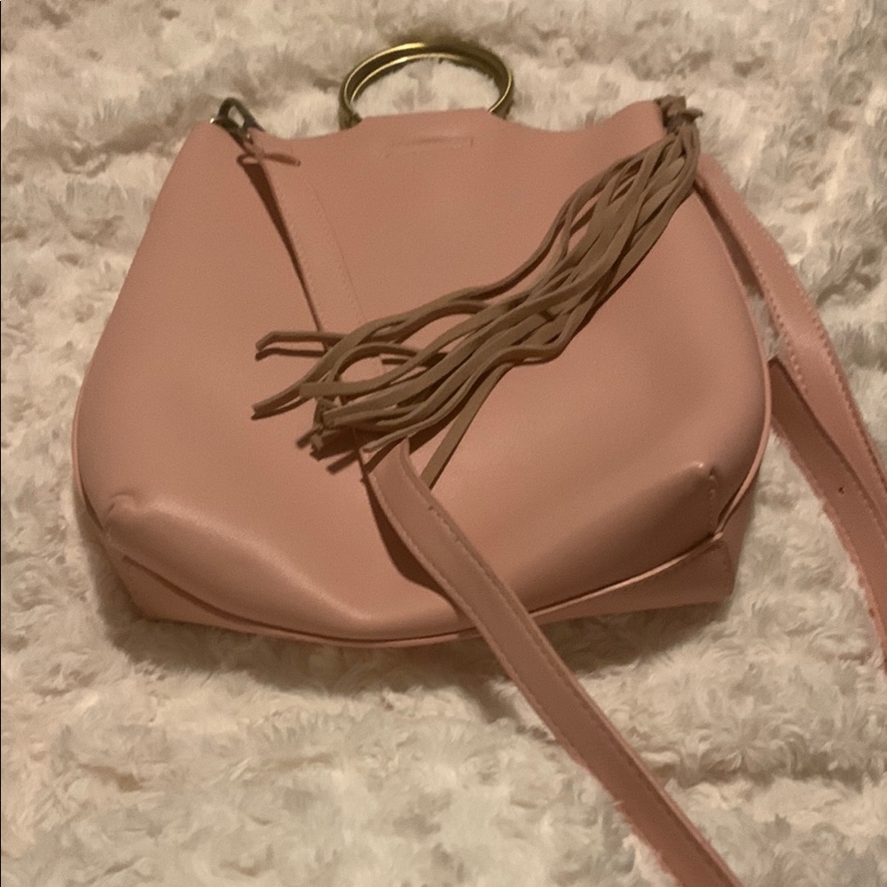 Street Level Pink Crossbody Bag with Fringe